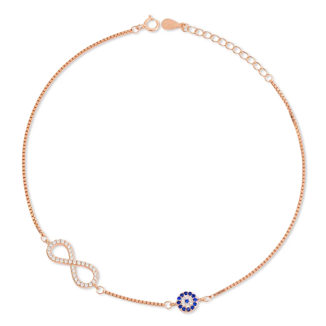 Infinite Protection Rose Gold Plated 925 Sterling Silver Anklet