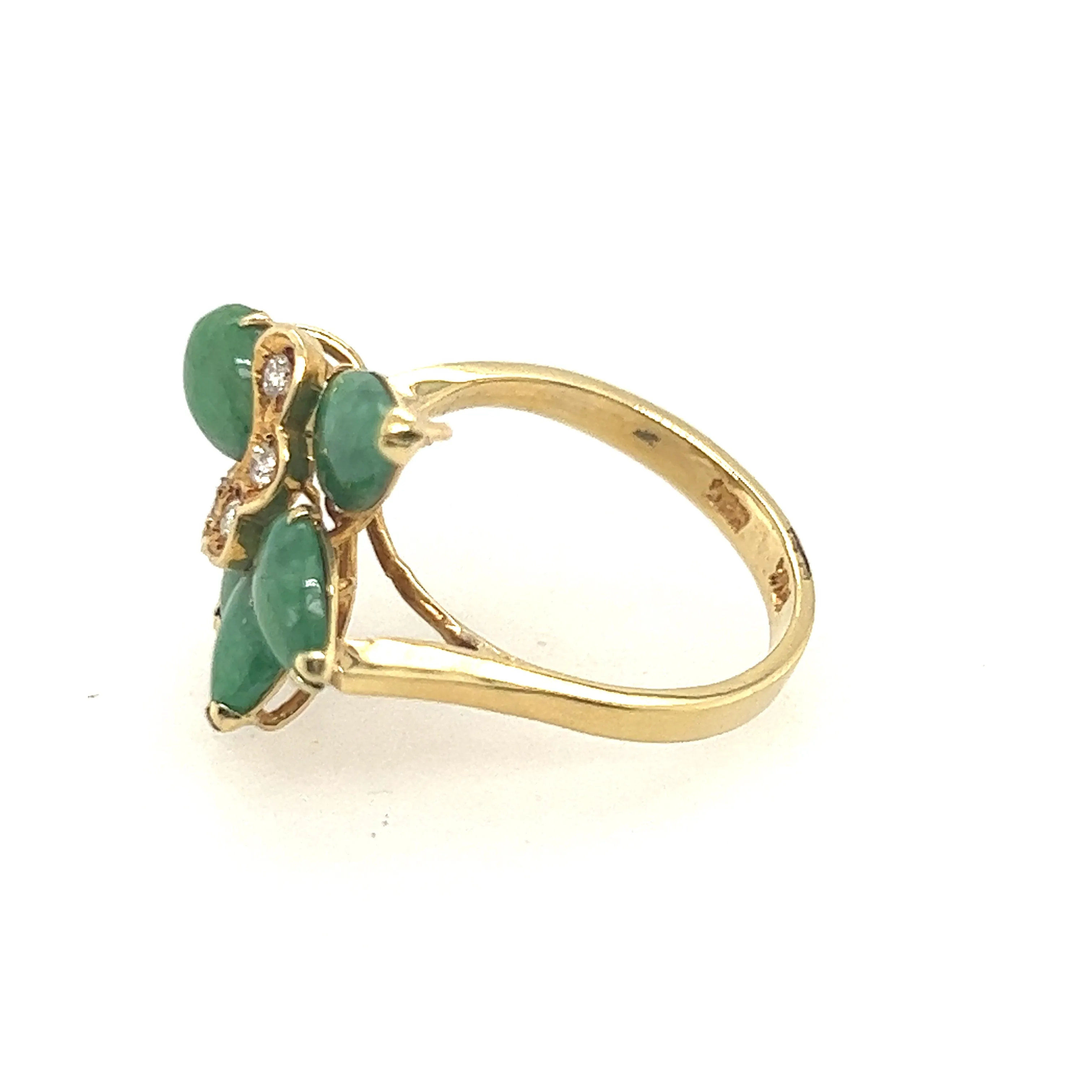 Jade & Diamond 14ct Yellow Gold Dress Ring