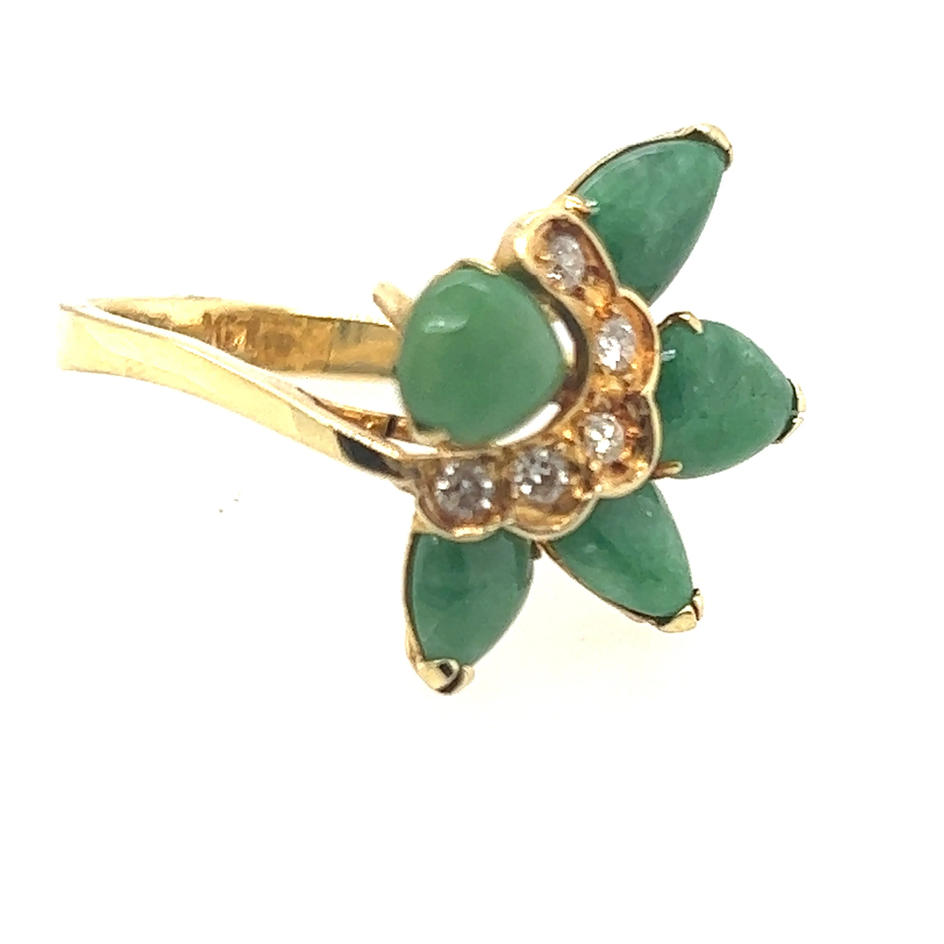 Jade & Diamond 14ct Yellow Gold Dress Ring