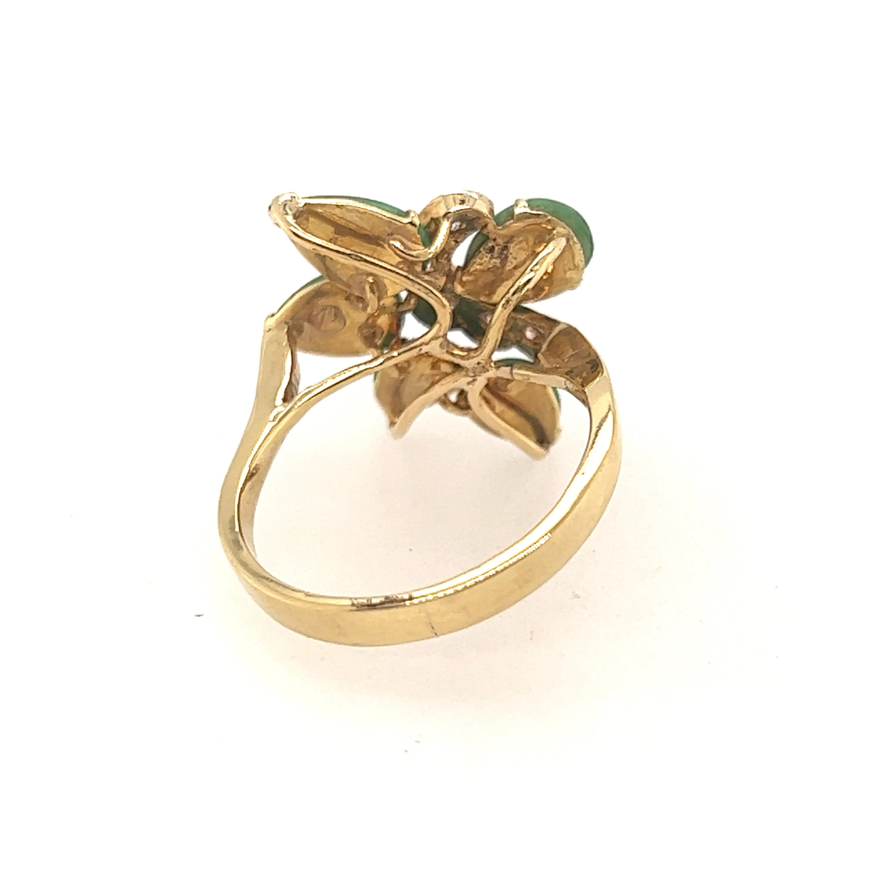 Jade & Diamond 14ct Yellow Gold Dress Ring