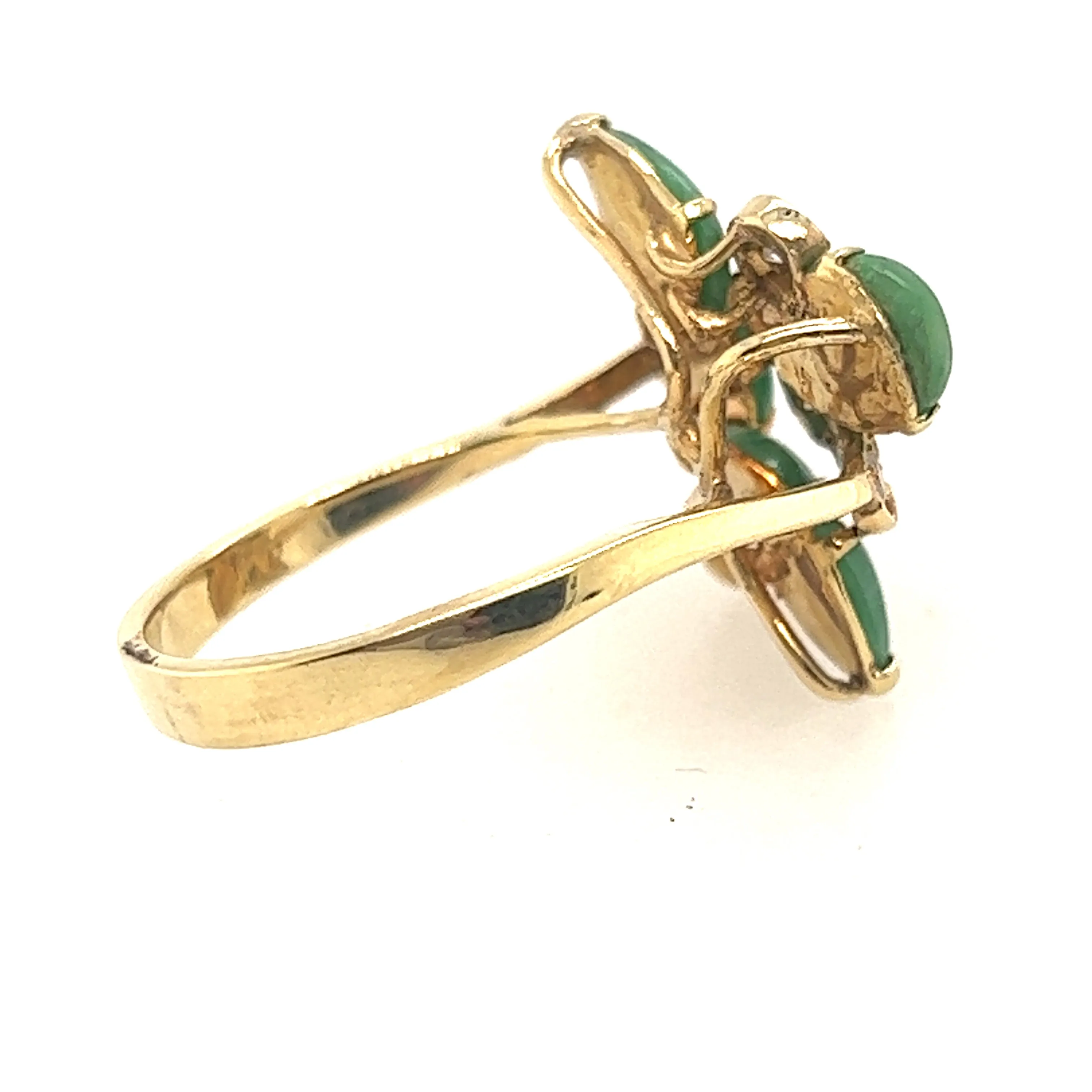 Jade & Diamond 14ct Yellow Gold Dress Ring