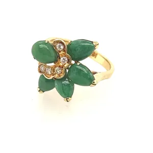 Jade & Diamond 14ct Yellow Gold Dress Ring