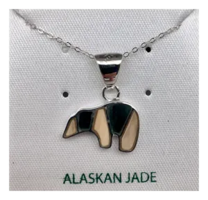 Jade and Mammoth Ivory Bear Pendant