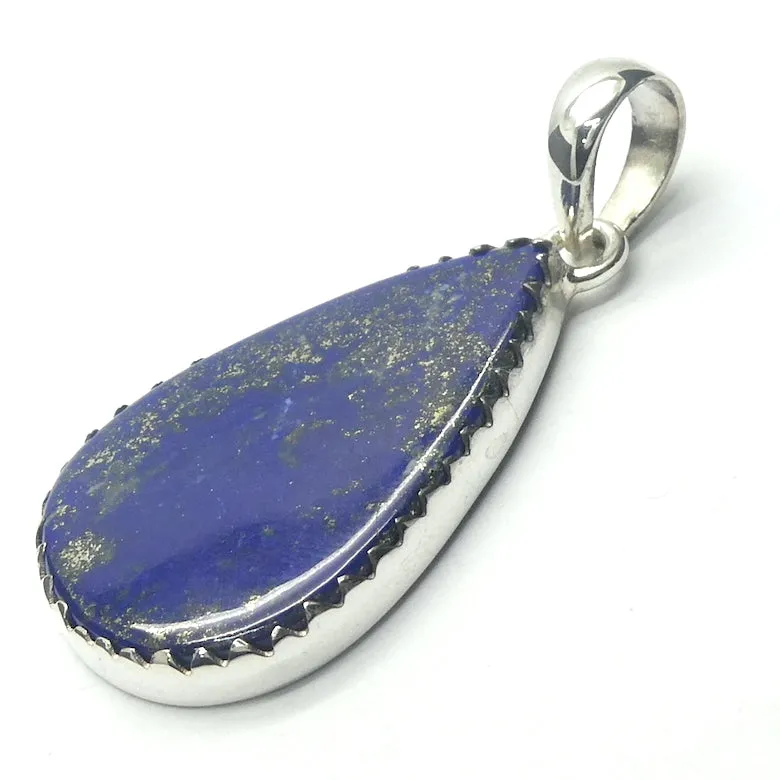 Lapis Lazuli Pendant, Teardrop Cabochon, 925 Sterling Silver