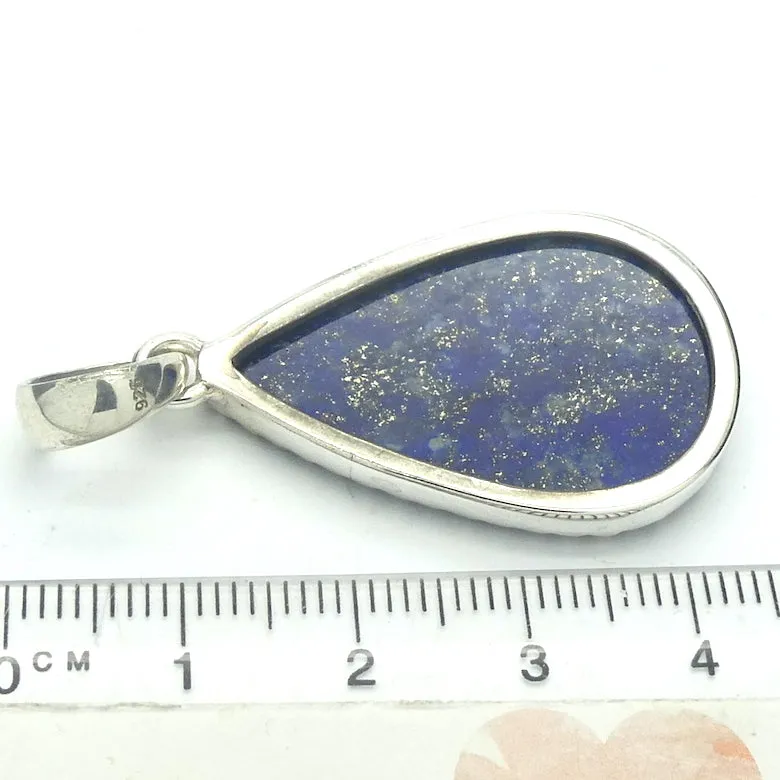 Lapis Lazuli Pendant, Teardrop Cabochon, 925 Sterling Silver