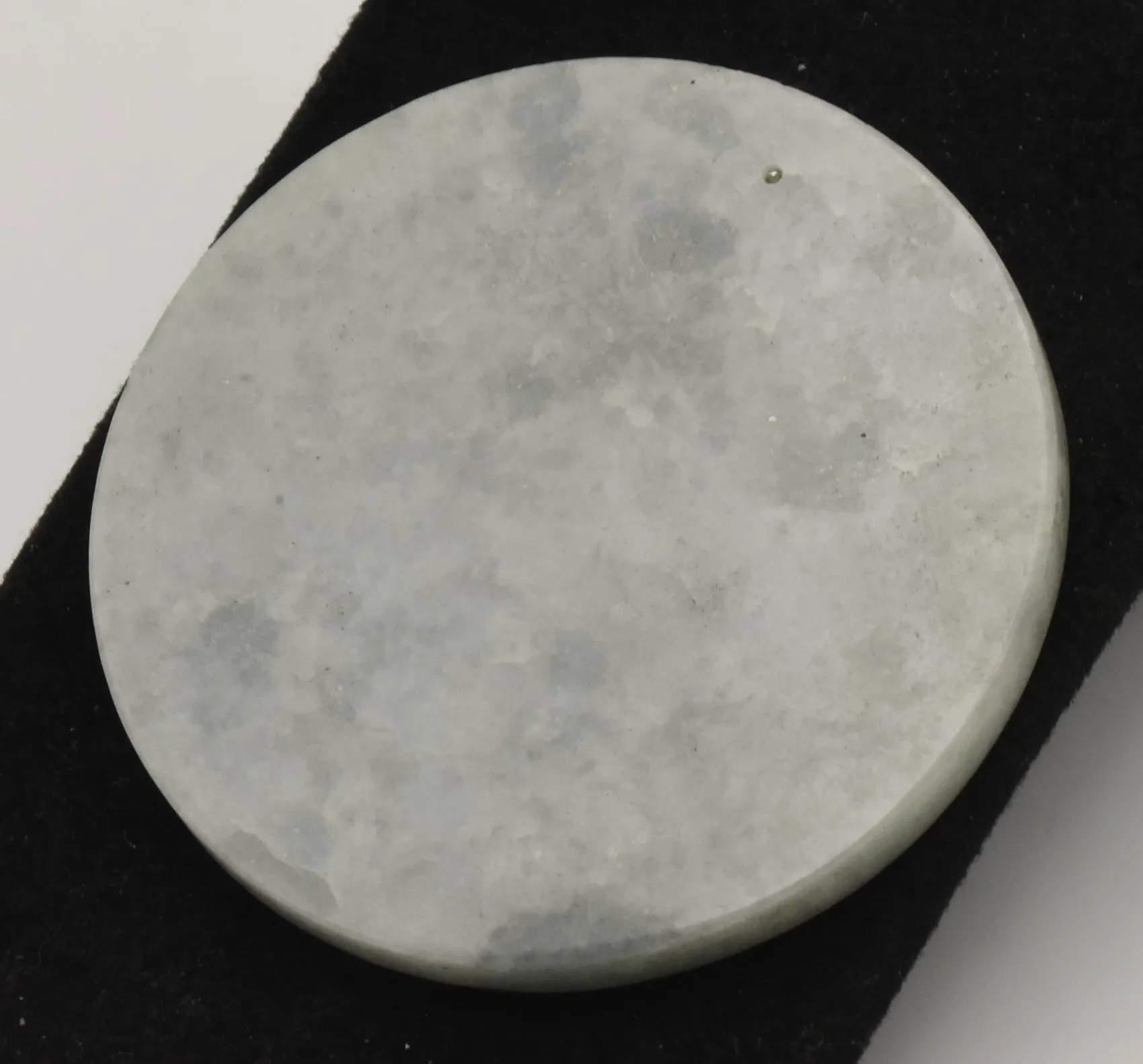 Light Bluish Green Jade Carved Circular Tablet Pendant