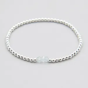 March Aquamarine  Beaded Lux Bracelet