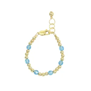 March Birthstone Dotted Bracelet (3MM   4MM beads)