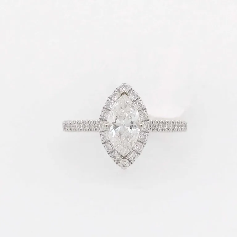 Marquise Diamond Halo Engagement Ring