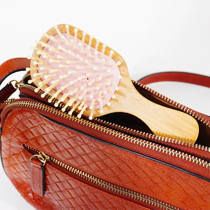 Mini Children Hair Comb Cute Circular Tooth Detangling Air Cushion Massage Comb Round Hair Brush Bamboo Wooden Comb