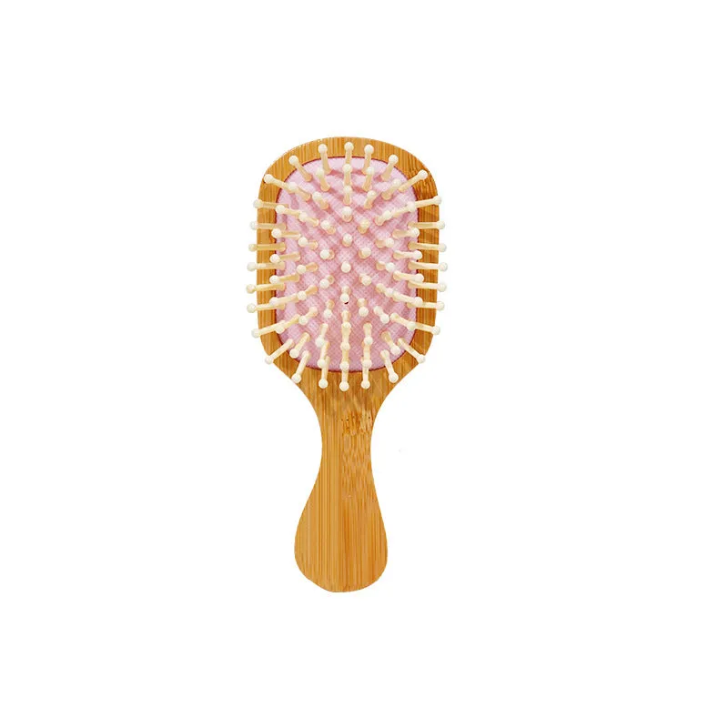 Mini Children Hair Comb Cute Circular Tooth Detangling Air Cushion Massage Comb Round Hair Brush Bamboo Wooden Comb