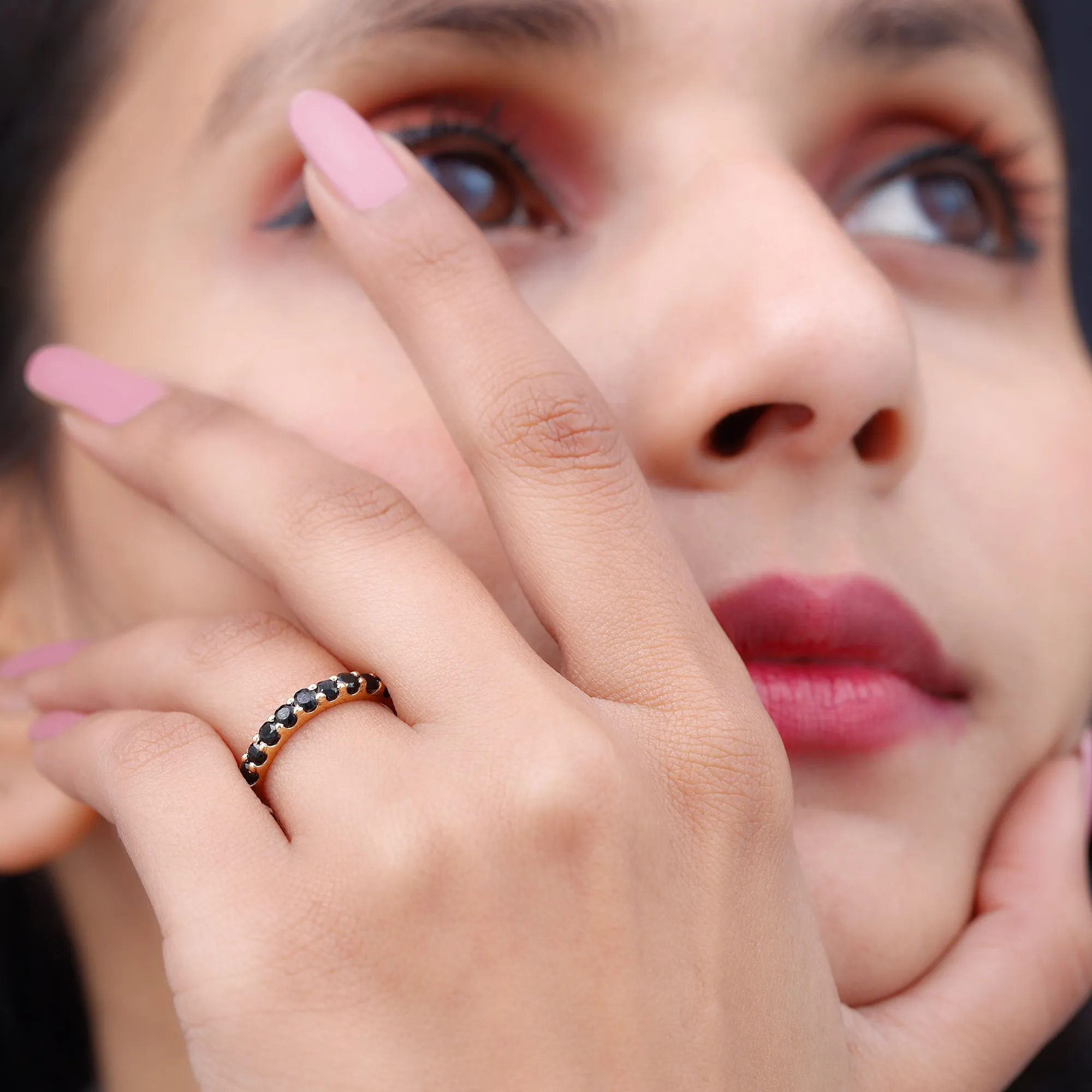 Minimal Black Onyx Eternity Ring