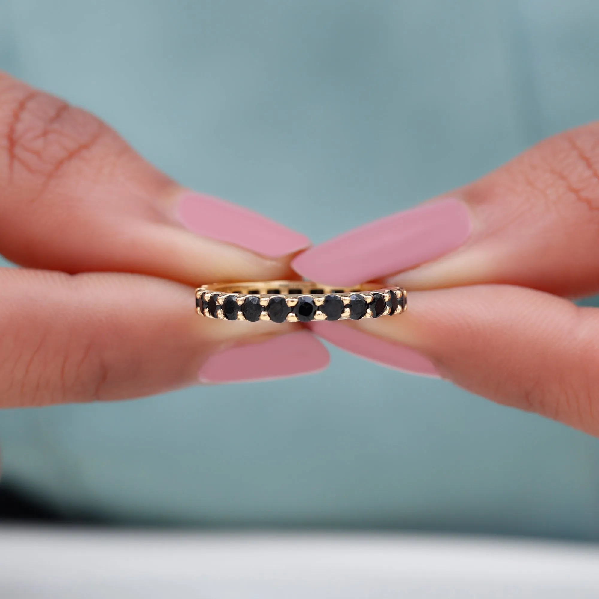 Minimal Black Onyx Eternity Ring