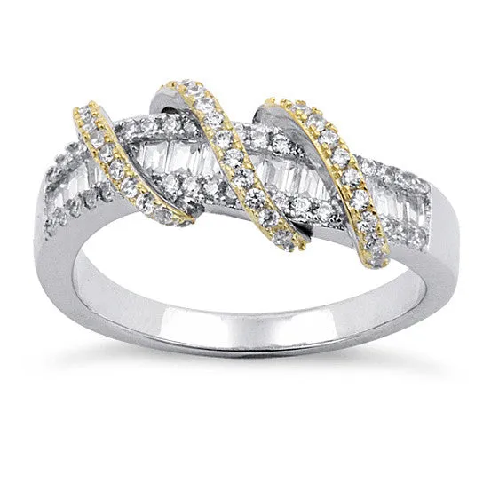 Modern Elegance: Prosper Platinum Ring with Golden Loops, Artistic Ring, Fine Jewelry