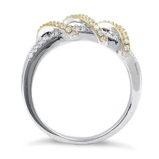 Modern Elegance: Prosper Platinum Ring with Golden Loops, Artistic Ring, Fine Jewelry