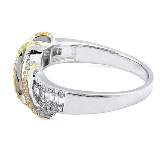 Modern Elegance: Prosper Platinum Ring with Golden Loops, Artistic Ring, Fine Jewelry