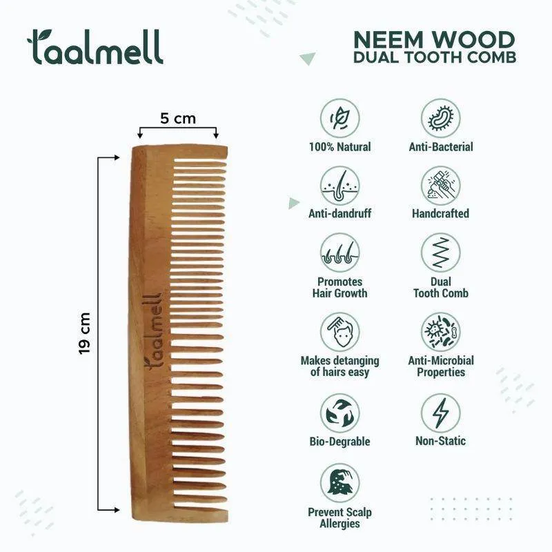 Neem wood Dual Tooth Comb - Pack of 1