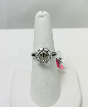 New! Natural Diamond 14k White Gold Ring Mount For 1ct Round Gemstone