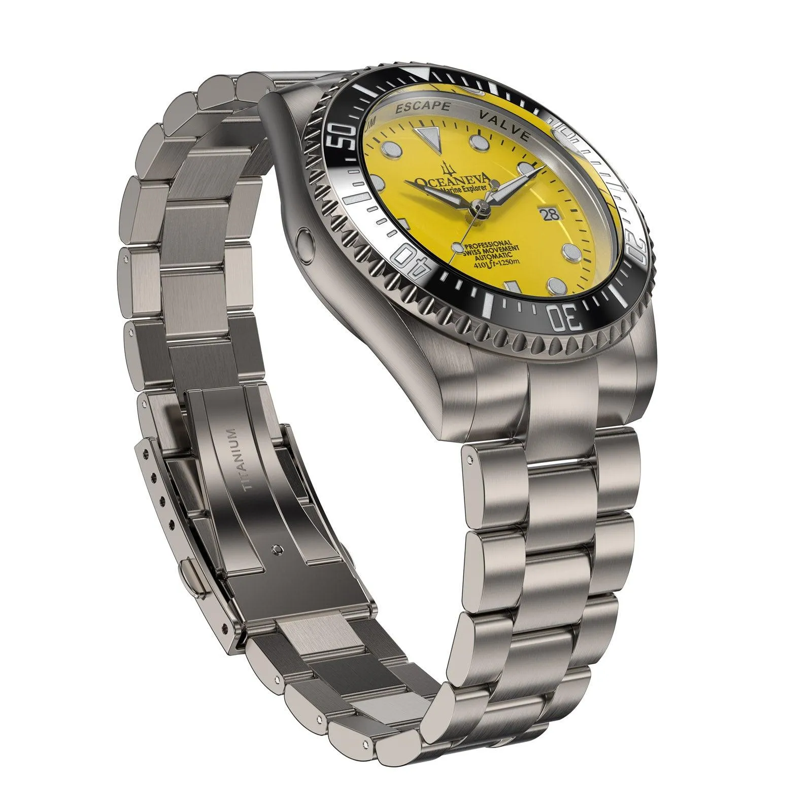 Oceaneva Men's Deep Marine Explorer II 1250M Titanium Watch Yellow