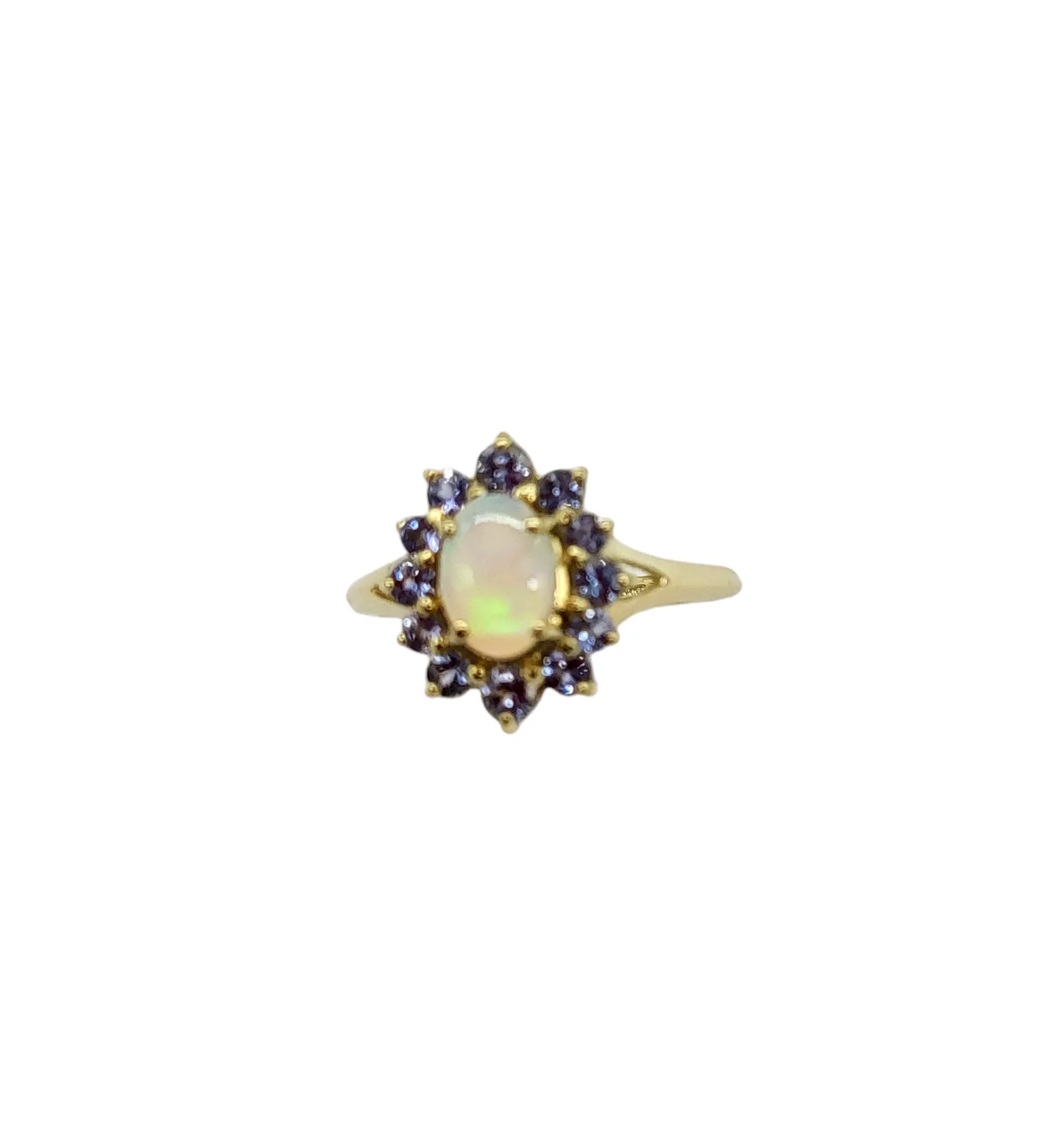 Opal and Tanzanite Halo Ring