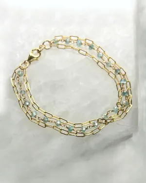 Oscar Bracelet Natural Blue Zircon Gold Filled