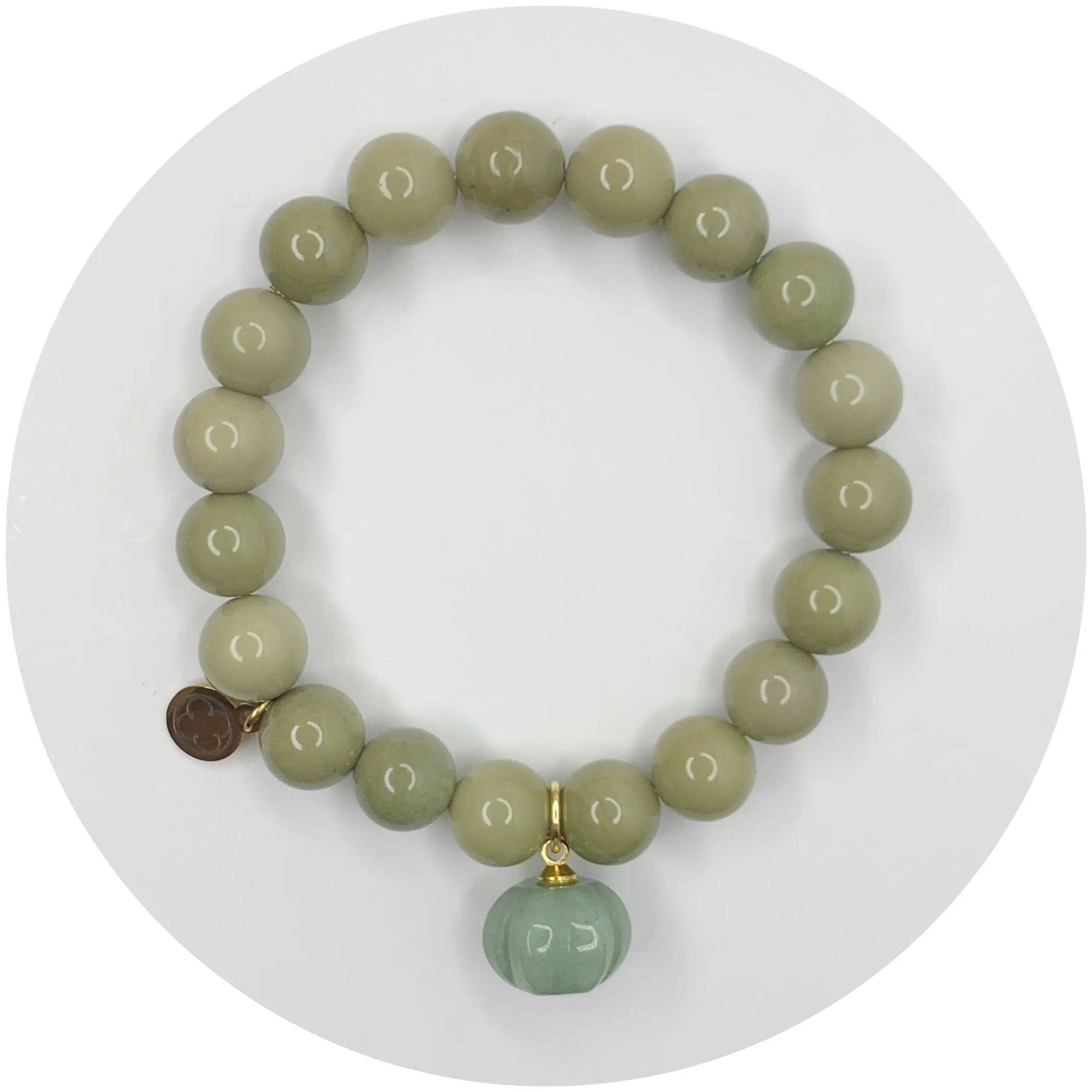 Pistachio Jade with Green Aventurine Pumpkin Pendant