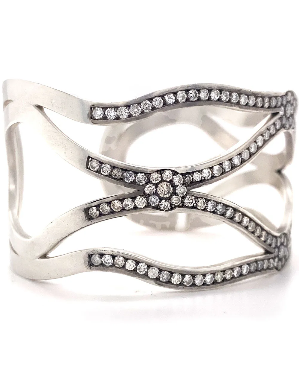 Platinite and Grey Diamond Cuff Bracelet