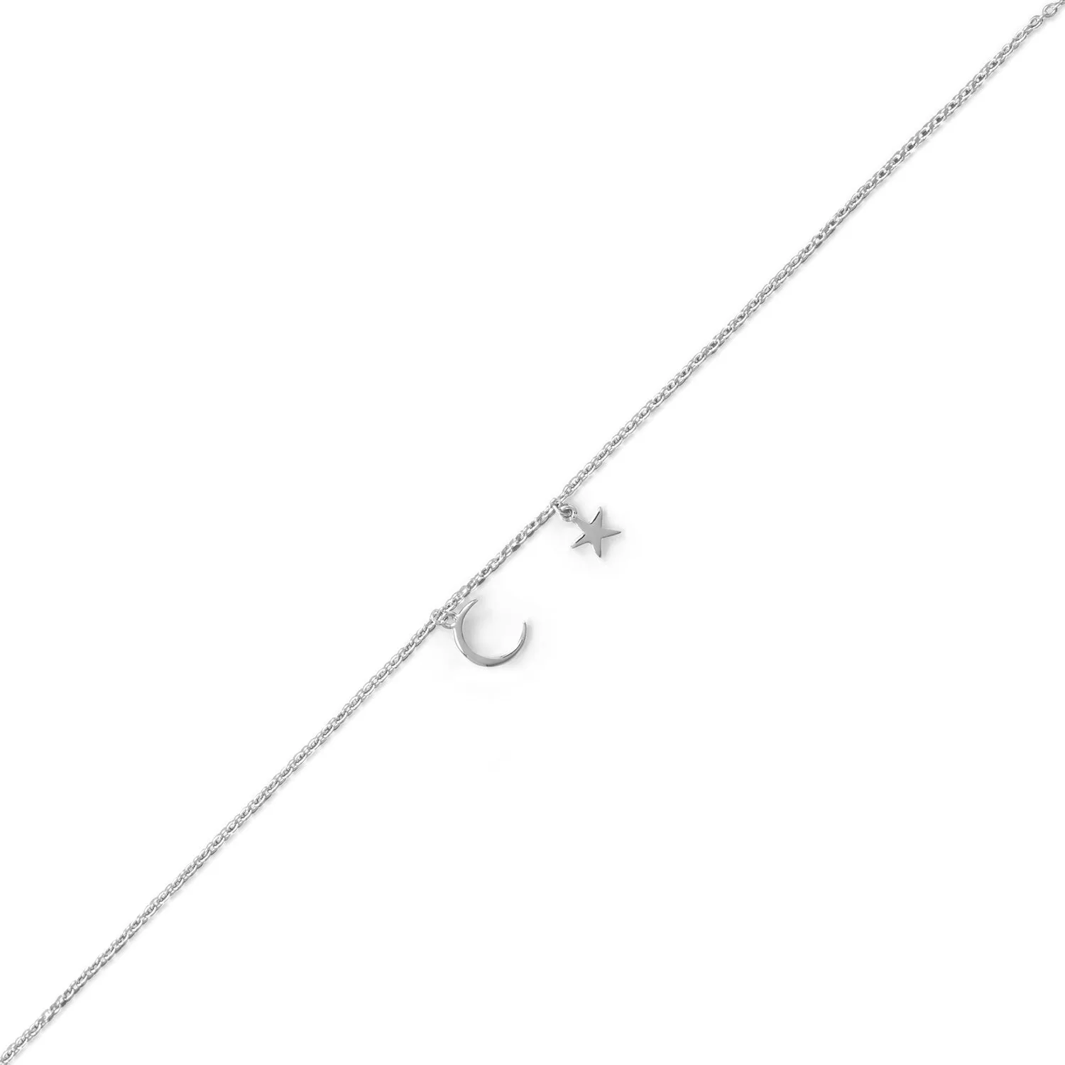 "My Moon and Stars" Rhodium Plated Anklet