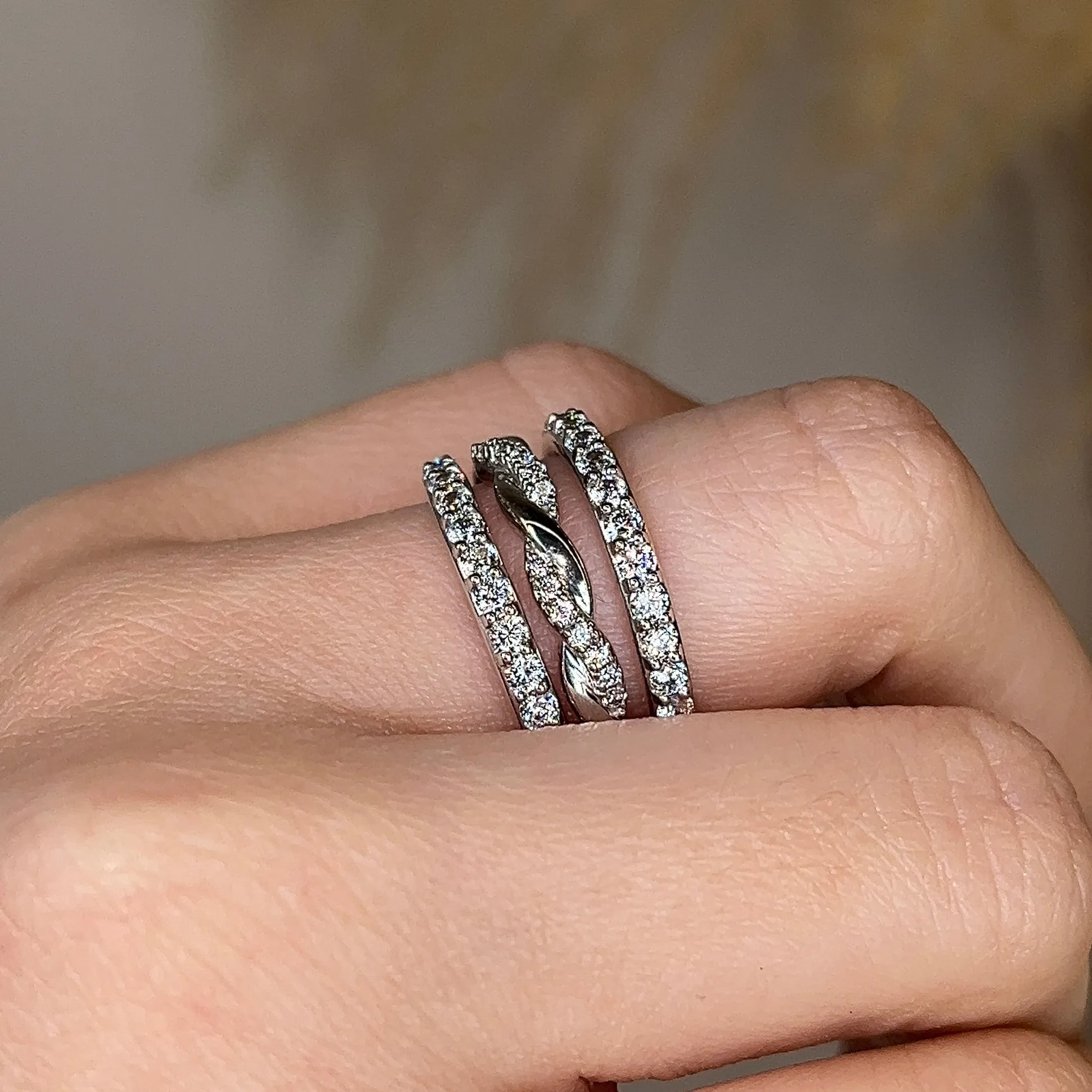 "Suri" 1.10ct Micro Set Diamond Triple Stack Half Eternity Ring ET38