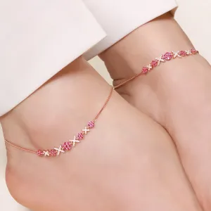 Radiant Links Rose Gold Plated 925 Sterling Silver Anklet