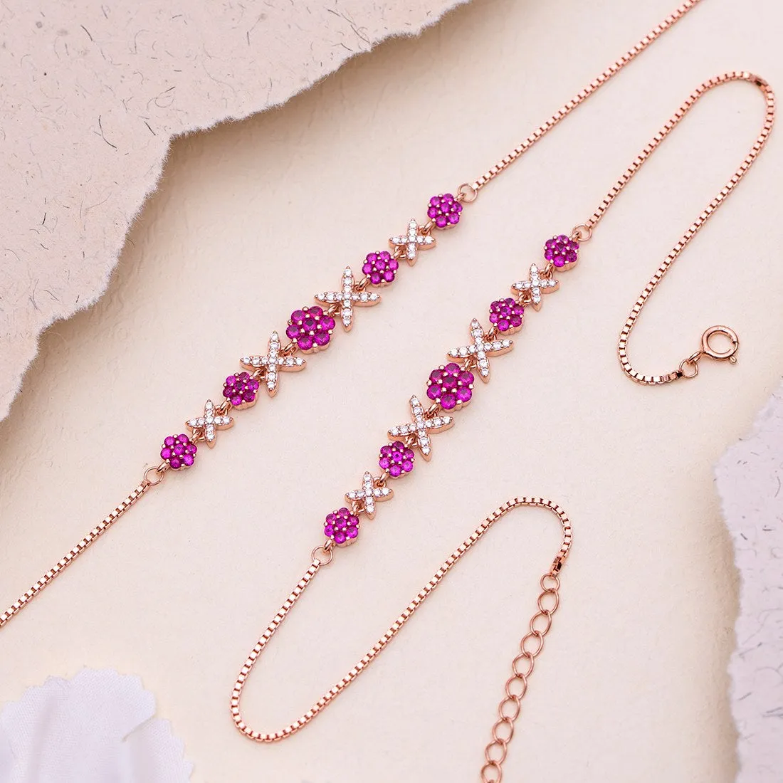 Radiant Links Rose Gold Plated 925 Sterling Silver Anklet