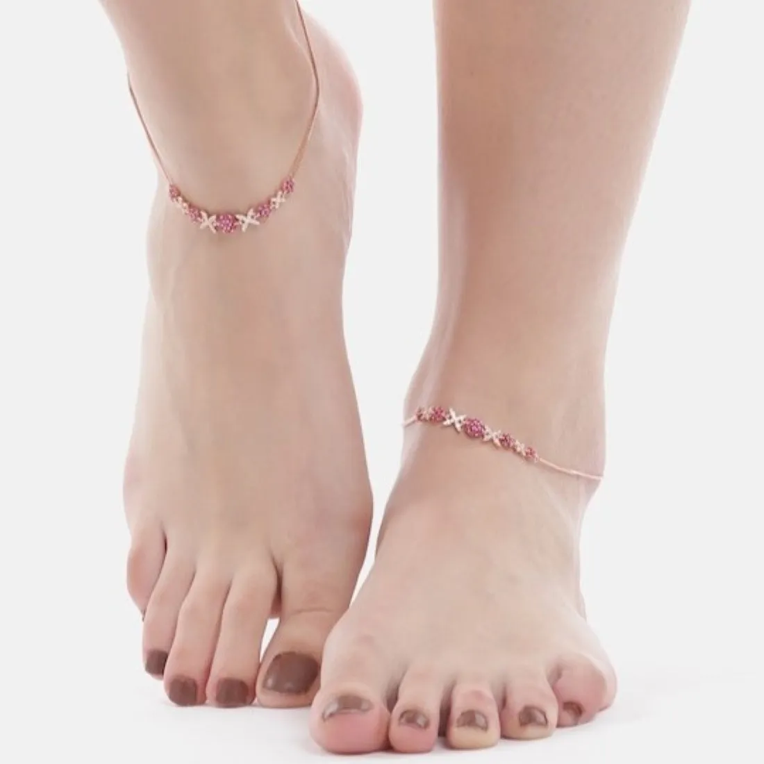 Radiant Links Rose Gold Plated 925 Sterling Silver Anklet