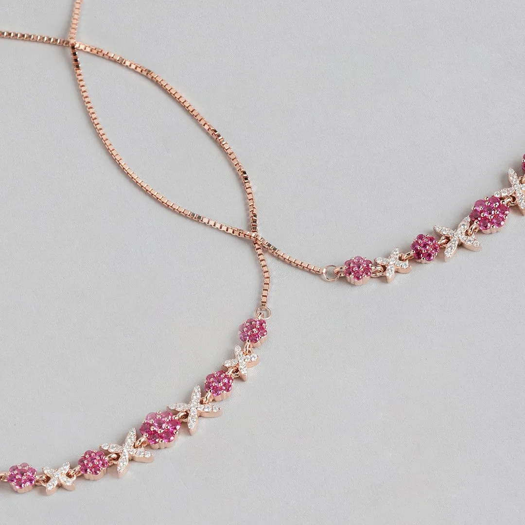 Radiant Links Rose Gold Plated 925 Sterling Silver Anklet