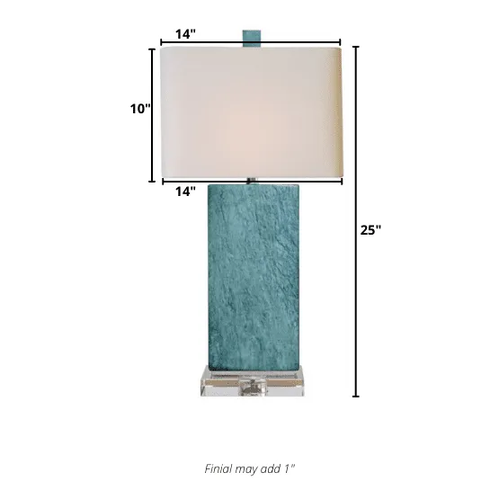 Real Blue Jade Rectangle Table Lamp