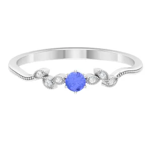 Real Tanzanite and Diamond Leaf Branch Promise Ring