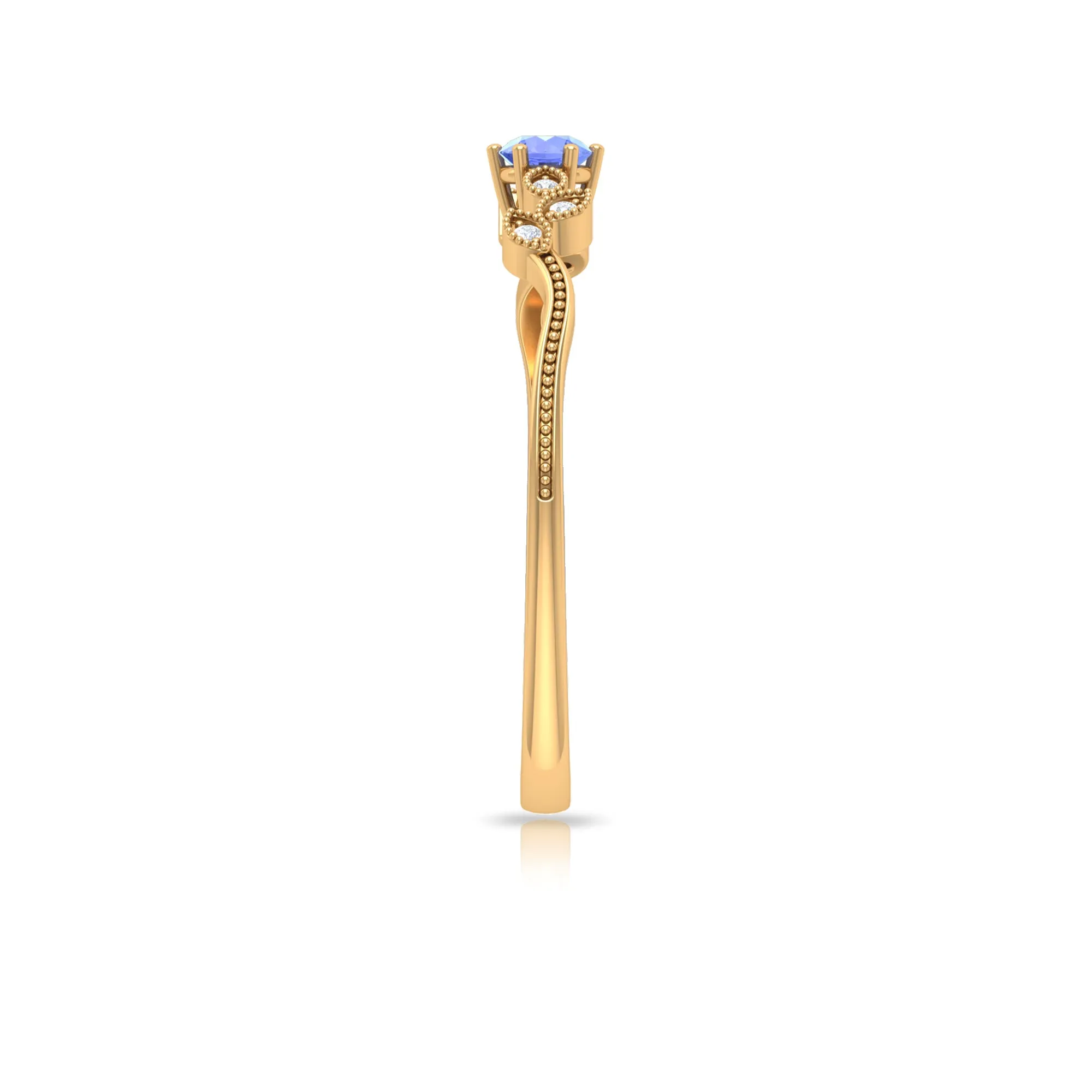 Real Tanzanite and Diamond Leaf Branch Promise Ring