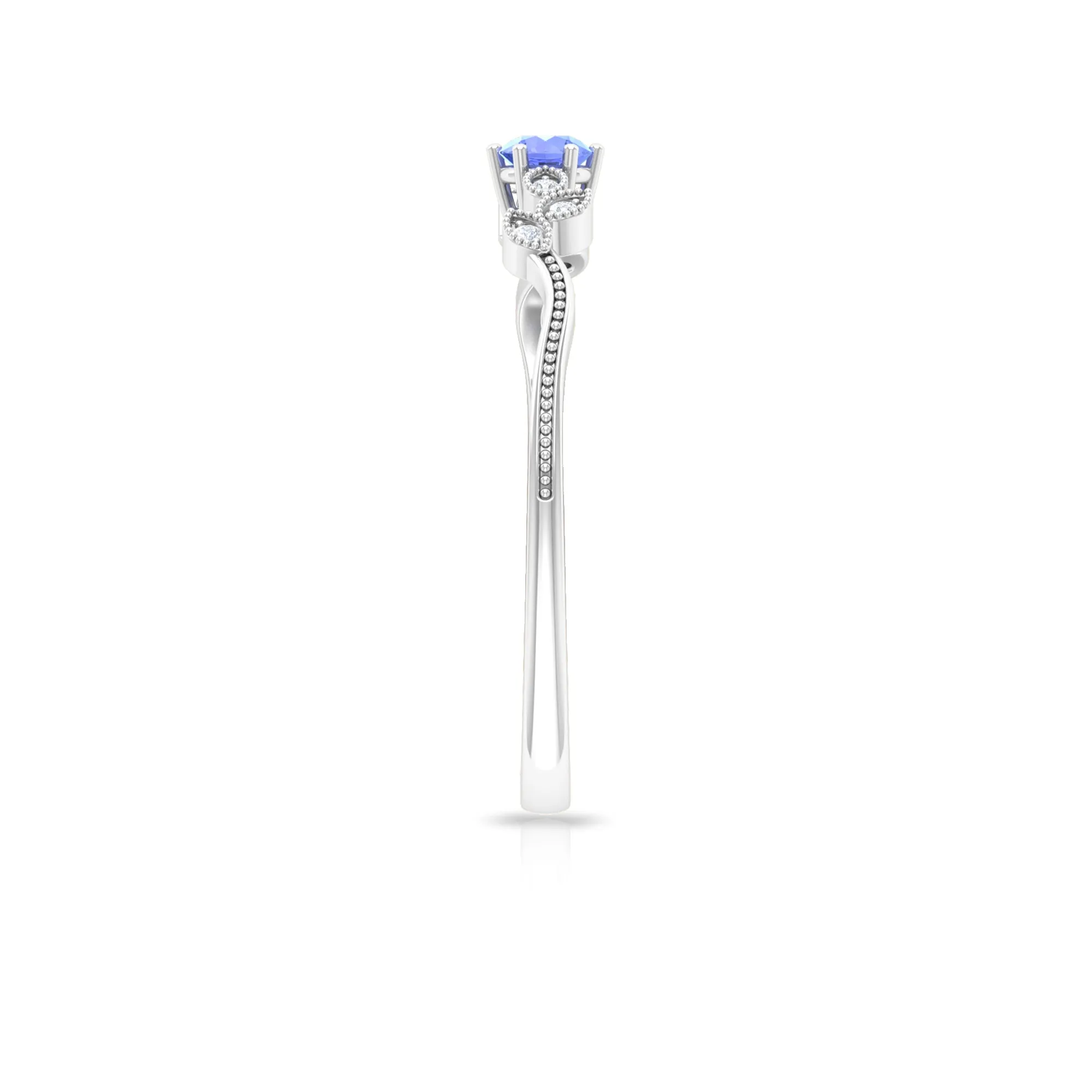 Real Tanzanite and Diamond Leaf Branch Promise Ring