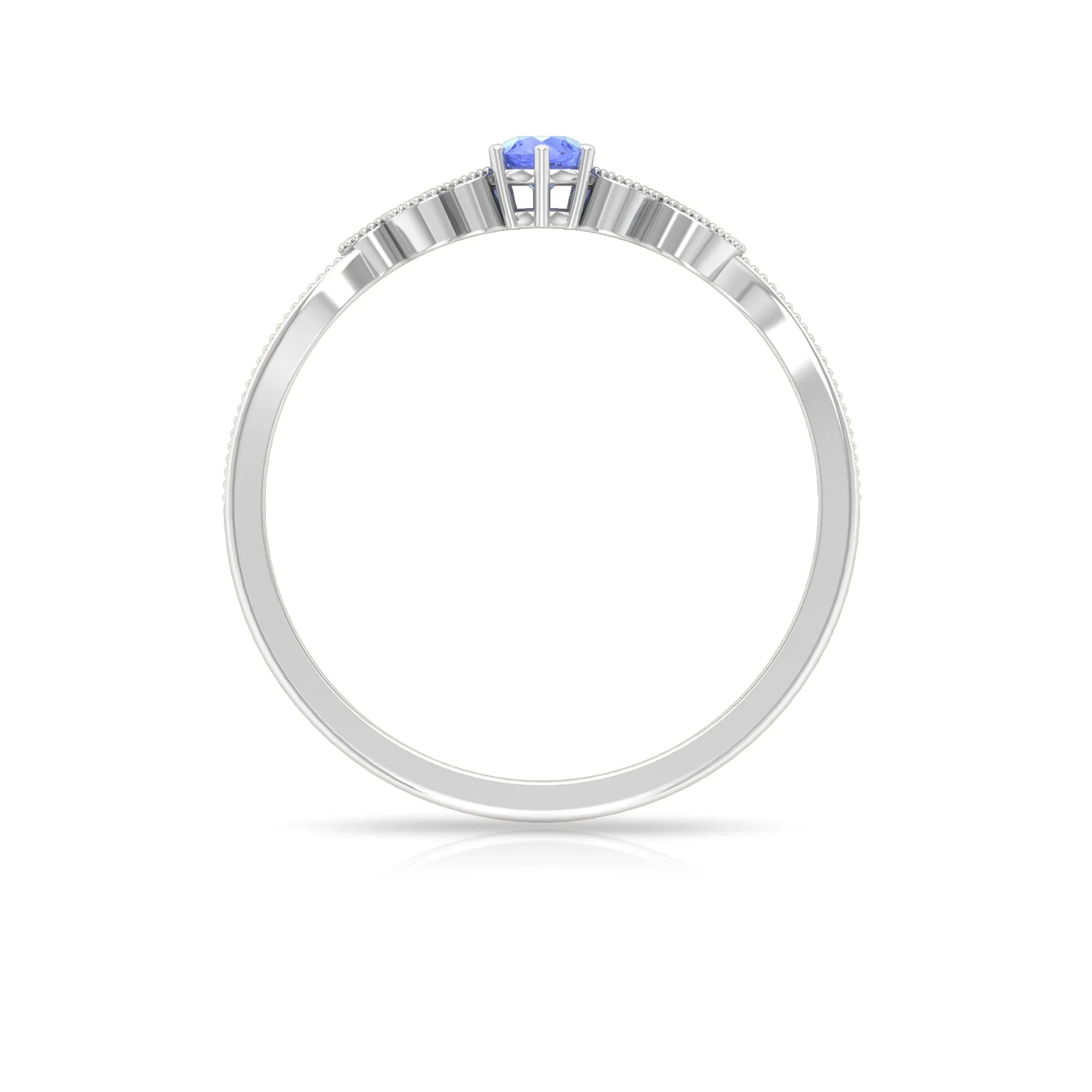 Real Tanzanite and Diamond Leaf Branch Promise Ring