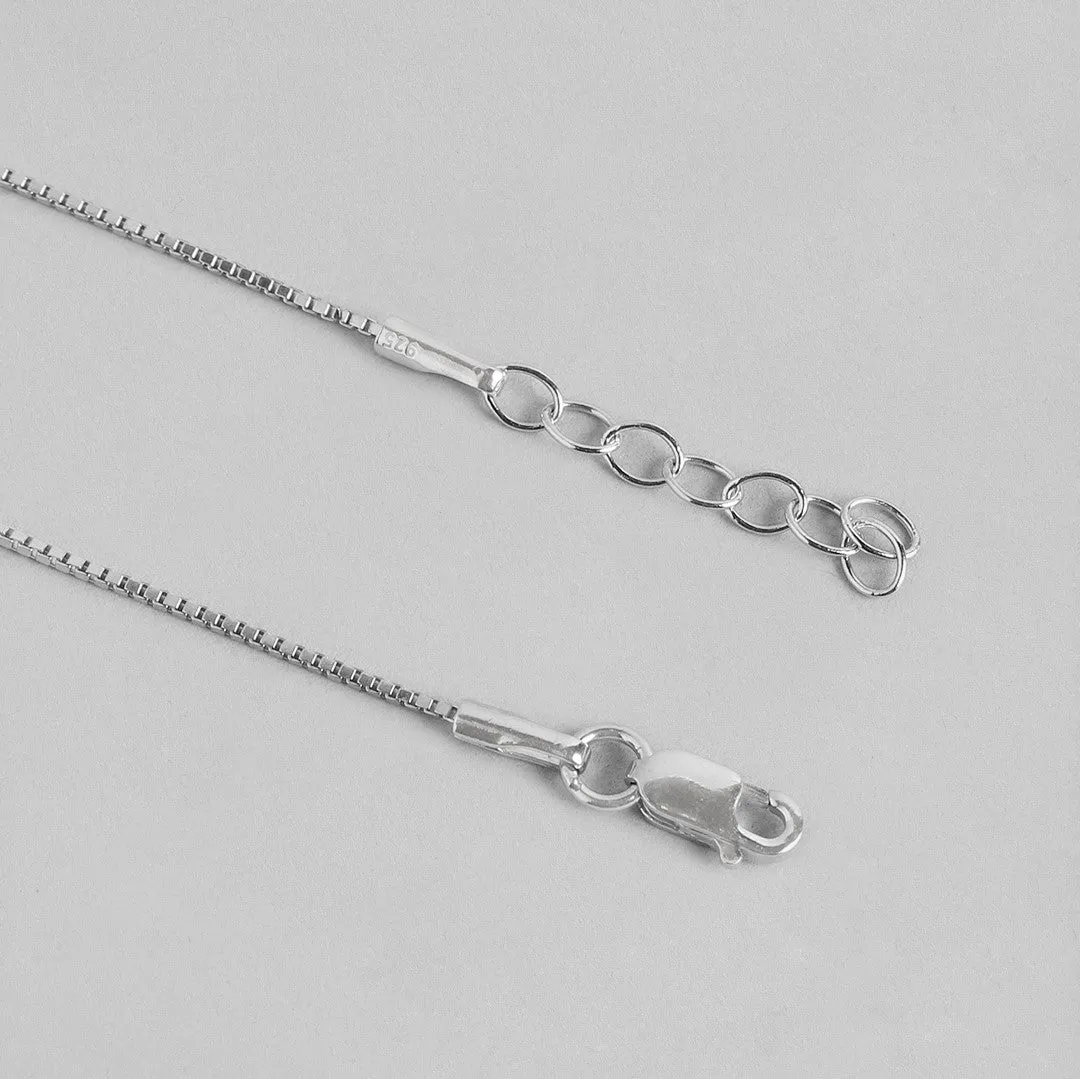 Rhodium plated 925 Sterling Silver Box Chain Anklet