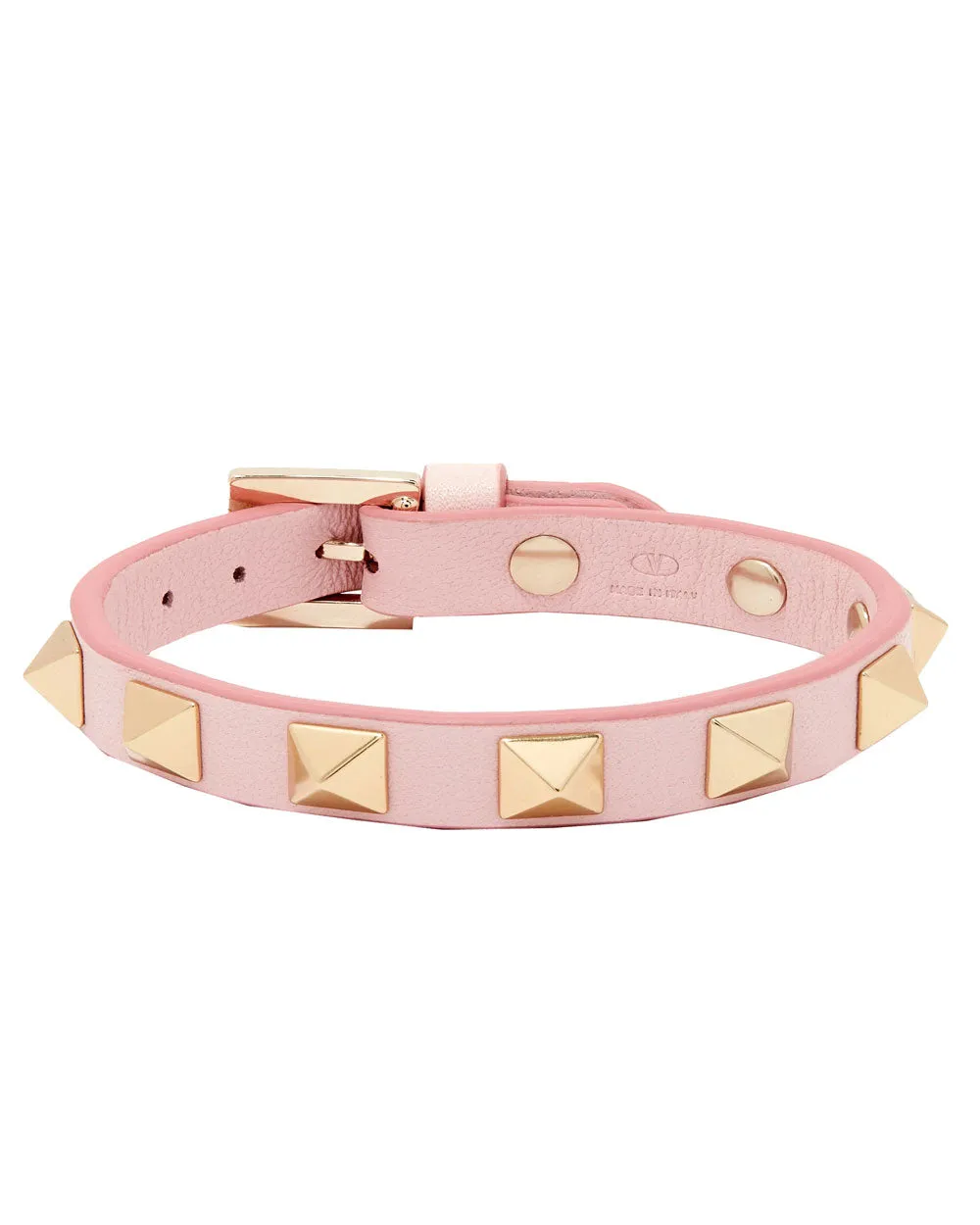 Rockstud Leather Bracelet in Rose Quartz