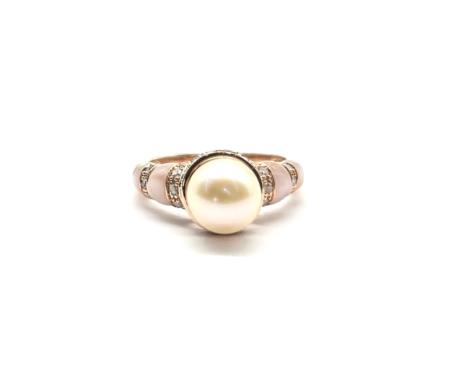 Rose Gold White Pearl and Pink Mother of Pearl Ring