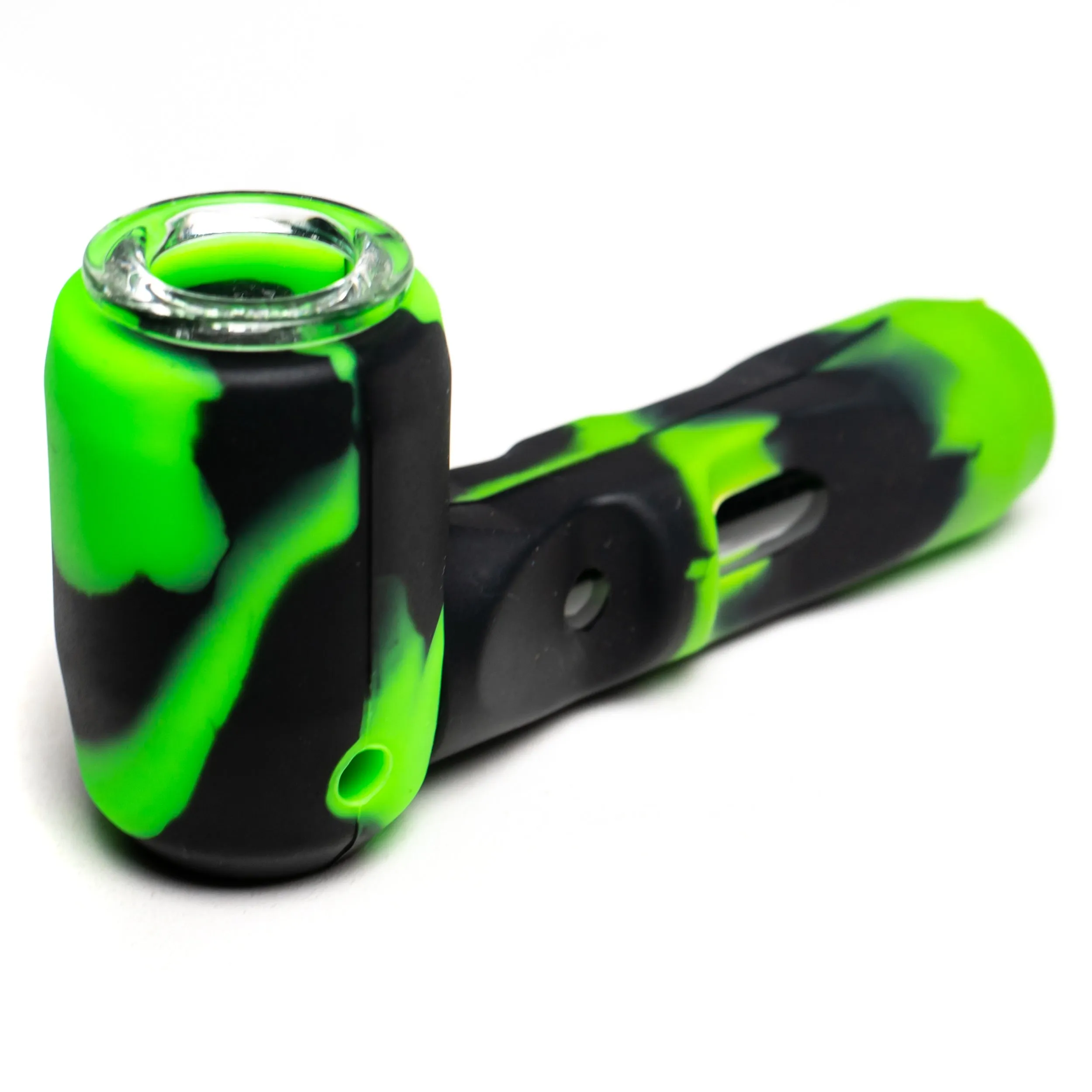 Shooters - 4" Silicone & Glass Hammer Hand Pipe - Green & Black