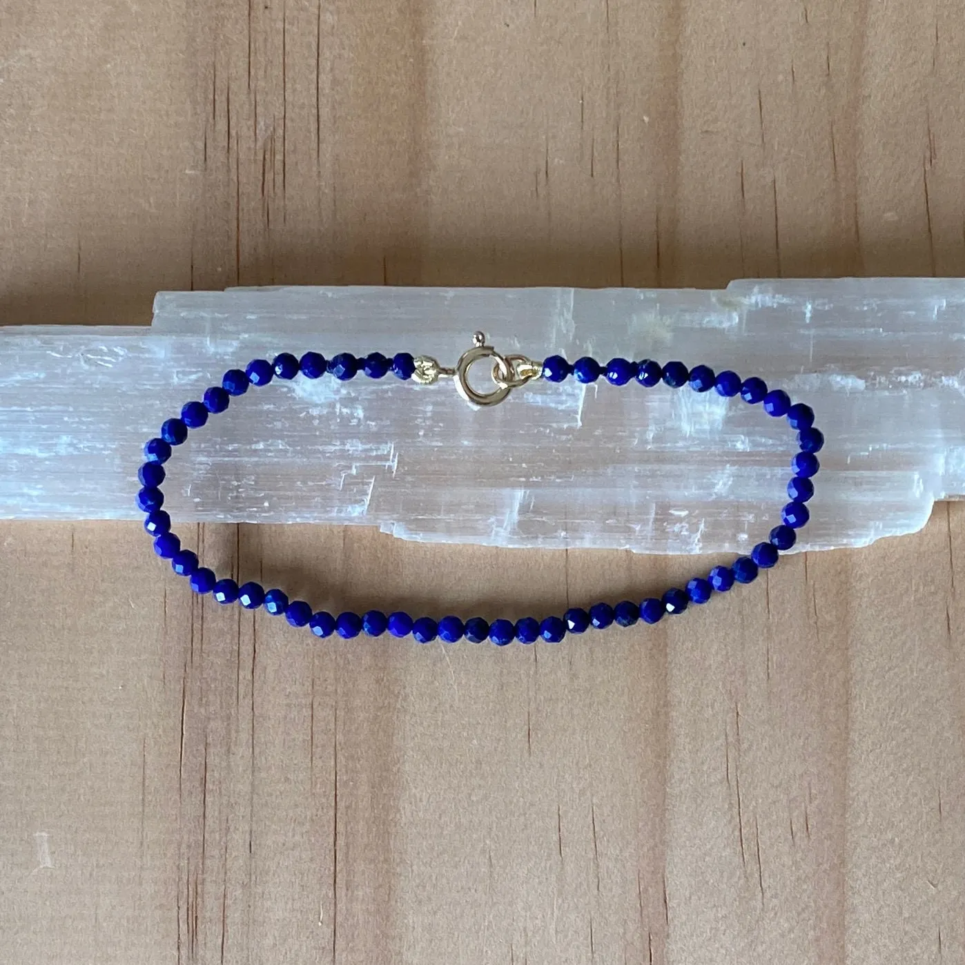 Solid 9 Carat Yellow Gold Lapis Lazuli Bracelet