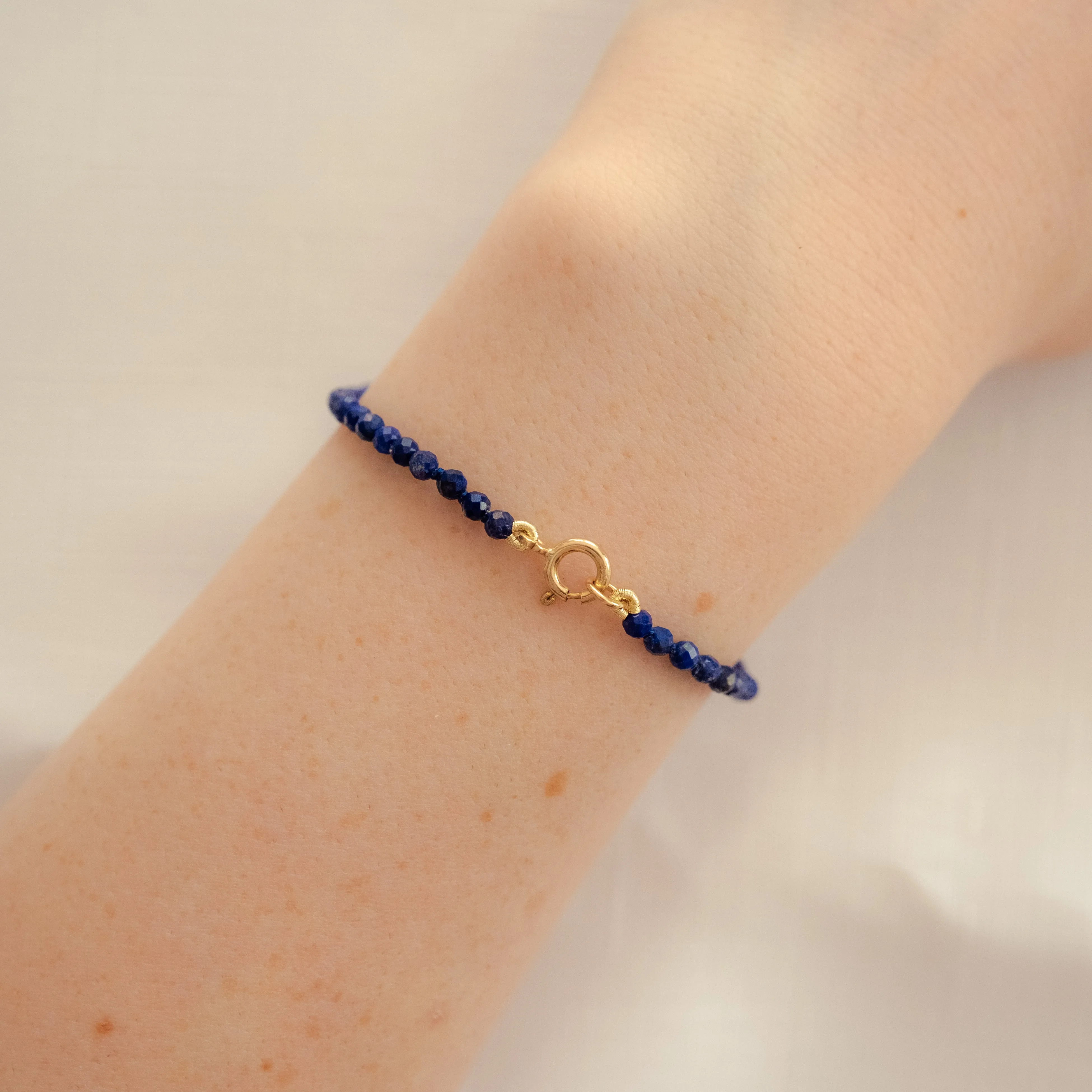 Solid 9 Carat Yellow Gold Lapis Lazuli Bracelet