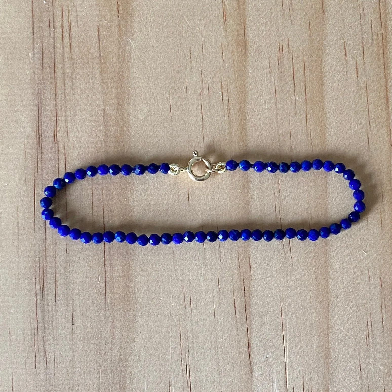 Solid 9 Carat Yellow Gold Lapis Lazuli Bracelet