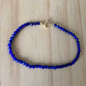 Solid 9 Carat Yellow Gold Lapis Lazuli Bracelet