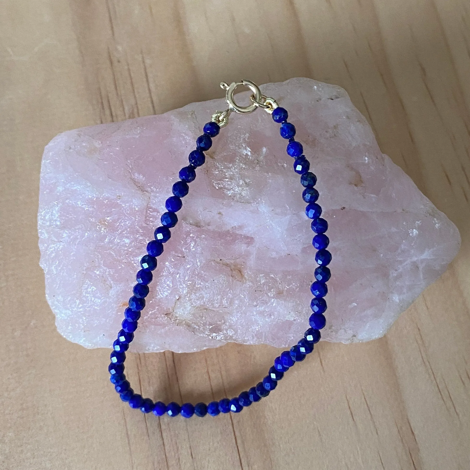 Solid 9 Carat Yellow Gold Lapis Lazuli Bracelet