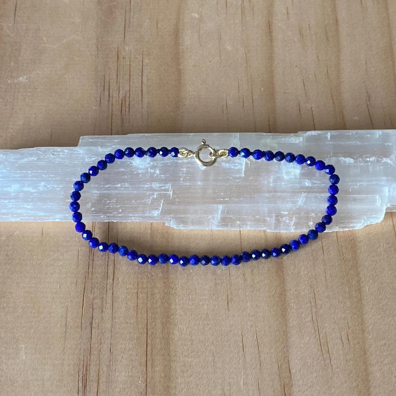 Solid 9 Carat Yellow Gold Lapis Lazuli Bracelet