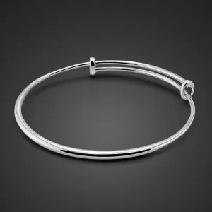 Sterling silver jewelry Simple Adjustable Size Bangle Bracelet Solid 925 Silver Bracelets For Girl Fashion Woman Accessorize Birthday Gift