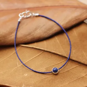 Sterling Silver Lapis Lazuli Bead Bracelet Handmade Jewelry Women